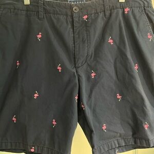 Mens navy blue with flamingo shorts